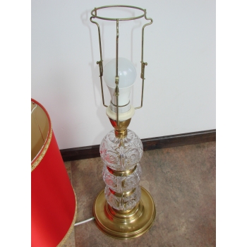 Lampa vintage ze szkła kryształowego i mosiądzu